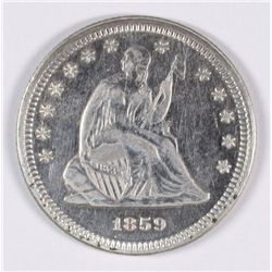 1859 SEATED QUARTER AU-55