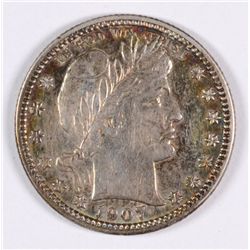 1907-D BARBER QUARTER MS-61 (NICE TONING)