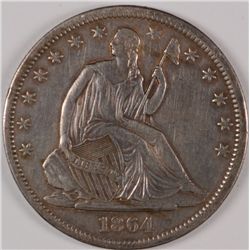 1864-S SEATED HALF DOLLAR XF-45 (TOUGH DATE)