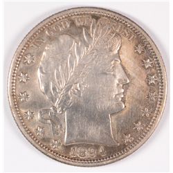 1894-S BARBER HALF DOLLAR AU-58+