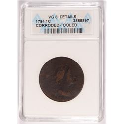 1794 LARGE CENT ANACS VG-8 DETAILS