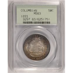 1893 COLUMBIAN COMMEN HALF DOLLAR PCGS MS-63 OGH