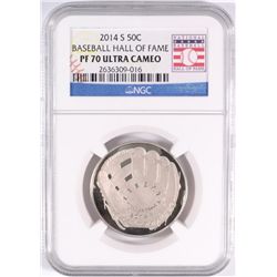 2014 U.S. MINT BASEBALL HALL OF FAME COMMEM. HALF DOLLAR, NGC PF-70 ULTRA CAMEO