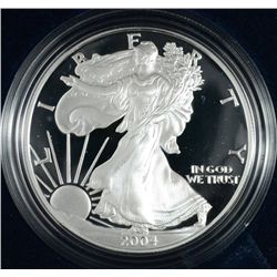 2004 PROOF AMERICAN SILVER EAGLE IN  ORIGINAL BOX WITH CERT