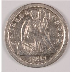 1849-O SEATED DIME XF-45