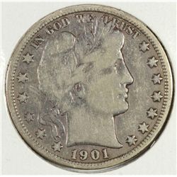 1901-S BARBER HALF DOLLAR XF-40