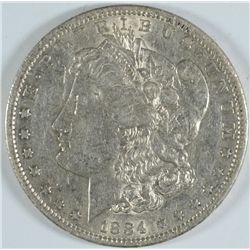 1884-S MORGAN SILVER DOLLAR, AU