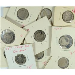 DEALER LOT OF  ( 16 ) SEATED LIBERTY DIMES, ALL LOWER GRADES