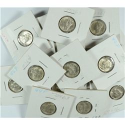 DEALER LOT OF ( 46 ) BU MERCURY DIMES, SOME WITH FULL SPLIT BANDS