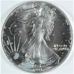 1991 AMERICAN SILVER EAGLE, GEM UNC.