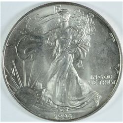 1994 AMERICAN SILVER EAGLE, GEM UNC  BETTER DATE.