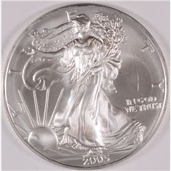 2005 AMERICAN SILVER EAGLE, GEM UNC.