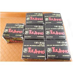 6+ BOXES (20) OF TUL AMMO 7.62 X 39 CAL.