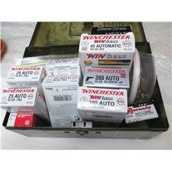 BOXED AMMO INCLUDES .45, 9MM, 380, 25AUTO,22CAL