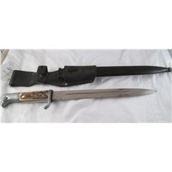 STAG HANDLE WWII NAZI DRESS BAYONET BY E. PACK