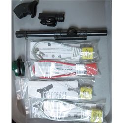 TRAY LOT 5 GUN LOCKS, FLASHLIGHT, GRIPS,SCOPE ETC