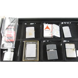 TRAY OF ZIPPO LIGHTERS & LIGHTER PARTS