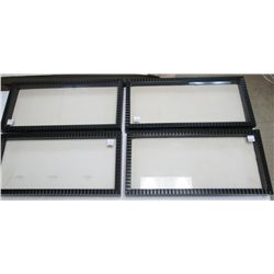LOT OF 4 GLASS & BLACK CLOTH LINED DISPLAY CASES