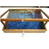 Image 2 : OAK TABLE TOP, GLASS TOP DISPLAY CASE