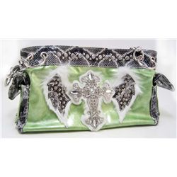 NEW WESTERN BLING STYLE CROSS & WINGS PURSE HANDBAG