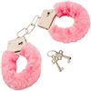 Image 1 : PAIR OF SOFT FURRY PINK HANDCUFFS WITH KEY