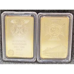 GERMAN EMPIRE BANK 1 TROY OZ. .999 GOLD CLAD INGOT BAR