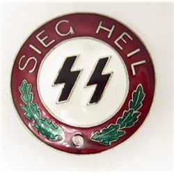 NAZI GERMAN SS SEIG HEIL ENAMELED BADGE