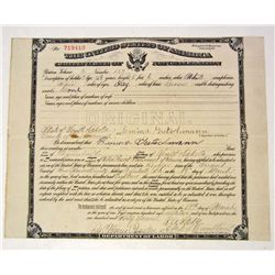 1918 UNITED STATES CERTIFICATE OF NATURALIZATION