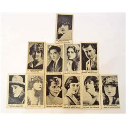 LOT OF 11 C. 1920'S SILENT MOVIE STARS CIGARETTE CARDS