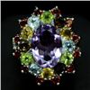 Image 1 : STERLING SILVER MULTI COLORED GEMSTONE RING - SZ. 6.25