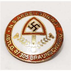 NAZI GERMAN LABOR KORPS ENAMELED PARTY BADGE