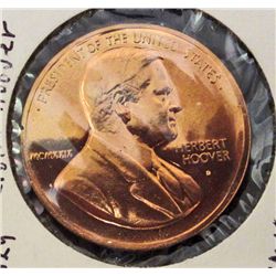 1929 HERBERT HOOVER COPPER COLLECTIBLE MEDAL TOKEN