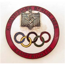 NAZI GERMAN BERLIN OLYMPICS ENEMALED JUDGES BADGE