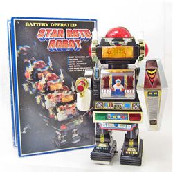 VINTAGE 1985 STAR ROTO BATTERY OPERATED ROBOT & BOX