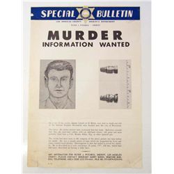 1973 LA SPECIAL BULLETIN WANTED FOR MURDER POSTER