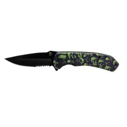 4.5" Spring Assist Folding Knife - Green Skull Camo