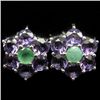 Image 1 : PAIR OF STERLING SILVER AMETHYST AND EMERALD EARRINGS