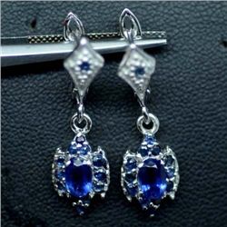 PAIR OF WHITE GOLD OVER STERLING SILVER KYANITE EARRINGS
