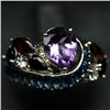 Image 1 : STERLING SILVER AMETHYST, RHODOLITE AND SAPPHIRE RING