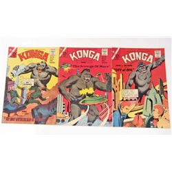 LOT OF 3 VINTAGE SILVER AGE KONGA COMIC BOOKS