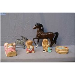 Selection of collectibles including Four pendelfin figures, a Royal Doulton horse and a Goebel donke