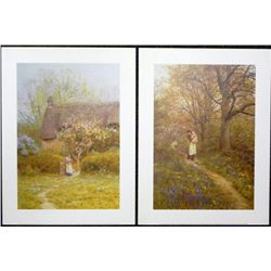 2 Helen Allingham Prints Bluebells, Cottage Freshwater
