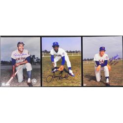 3) Signed NY Mets Photographs- Tommy Davis Jon Matlack