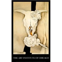 Georgia O'Keeffe Cow Skull with Calico Roses Art Print