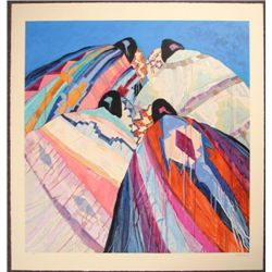Southwest Art Roberts BRIGHT BLANKETS Print Beige Paper