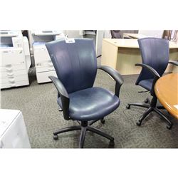 BLUE LEATHER MID BACK ERGONOMIC EXECUTIVE CHAIR