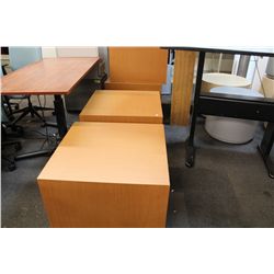 LARGE LOT OF MISC. OFFICE FURNITURE INC. WORK TABLES AND RECEPTION TABLES