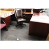 Image 2 : MAHOGANY U-SHAPE EXECUTIVE DESK W/ NO HUTCH