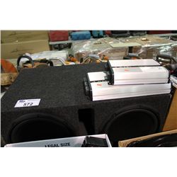 DUAL CAR SUBWOOFER IN BOX & 2 CAR AMPS