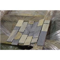 PALLET OF 12 X 12 SHEETS OF HONEY TAN CHIPPED EDGE SLATE MOSAIC WALL TILE